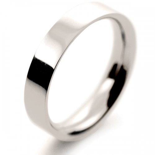 Flat Court Medium - 4mm (FCSM4 W) White Gold Wedding Ring ...